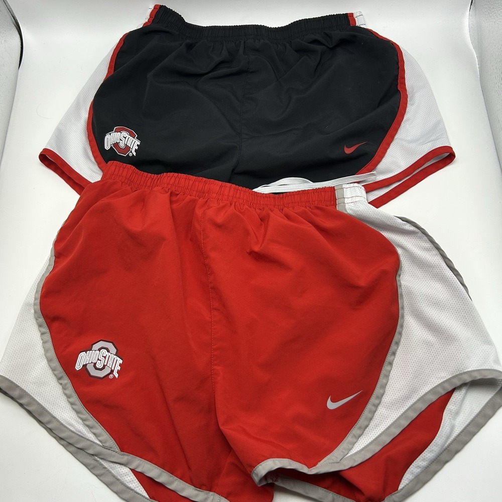 Ohio State Nike Running Shorts Womens S Dri Fit Lined Red Black Buckeyes x 2